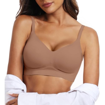 OEAK Women's Comfortable Wireless Push Up Bra - Smooth V Neck Bralette