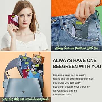 BeeGreen Reusable Grocery Bags Foldable Shopping Bags 6 Pack Cloth Bags With Handles Shopping Bags For Groceries Large Reusable Bags Women Gifts Bulk Reusable Gift bags Heavy Duty