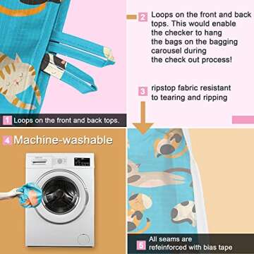 BeeGreen Reusable Grocery Bags Foldable Shopping Bags 6 Pack Cloth Bags With Handles Shopping Bags For Groceries Large Reusable Bags Women Gifts Bulk Reusable Gift bags Heavy Duty