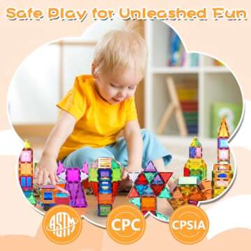 LBOLHZO 130 PCS Magnetic Tiles - STEM Educational Toy Set