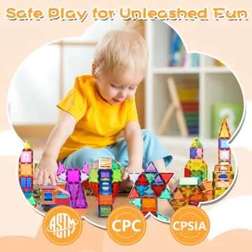 LBOLHZO 130 PCS Magnetic Tiles - STEM Educational Toy Set