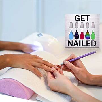 JennyGems Nail Stylist Gifts, Nail Tech Gifts for Women, Get Nailed Manicurist Gift Wooden Sign, Cosmetology Gift, Beauty Salon Decor Nail Artist (White)
