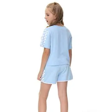 Girls Casual Plaid Summer Outfit Sets for Kids