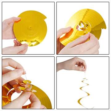 Colorful Ceiling Swirl Foil Decorations Hanging Plastic Streamer Themed Swirl Party Decoration for Wedding Thanksgiving Day Graduation Celebration, Pack of 28