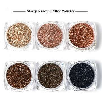 Holographic Nail Glitter Set - 6 Boxes of Gold Flakes