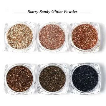 Holographic Nail Glitter Set - 6 Boxes of Gold Flakes