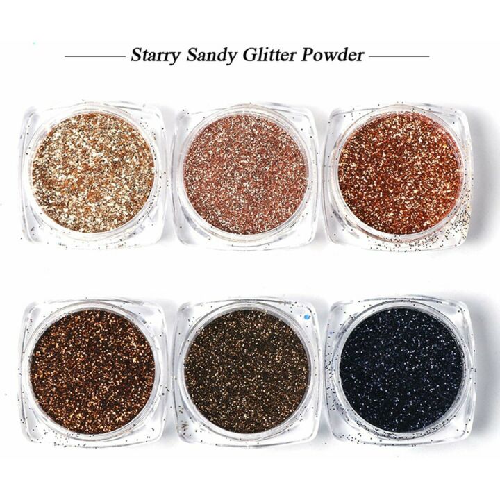 Holographic Nail Glitter Set - 6 Boxes of Gold Flakes