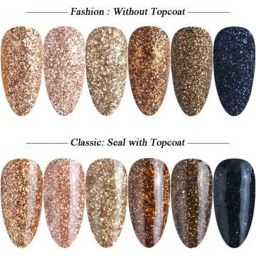 Holographic Nail Glitter Set - 6 Boxes of Gold Flakes