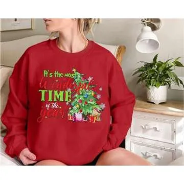 FASHGL Christmas Sweatshirts Women Xmas Sweater - Ugly Christmas Sweater Cute Christmas Tree Graphic...
