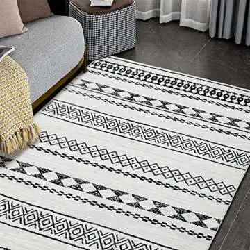 ROYHOME Large Modern Geometric Area Rug Non Slip Stain Resistant Bohemian Carpet Machine Washable Fa...
