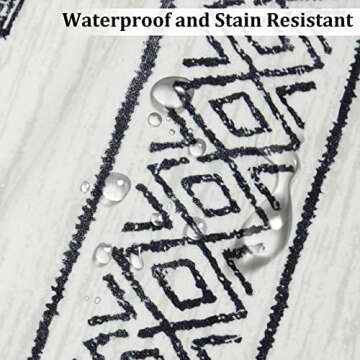 ROYHOME Large Modern Geometric Area Rug Non Slip Stain Resistant Bohemian Carpet Machine Washable Farmhouse Area Rug for Living Room Bedroom Dining Room, 6' x 9' Black/White