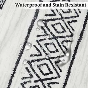 ROYHOME Large Modern Geometric Area Rug Non Slip Stain Resistant Bohemian Carpet Machine Washable Farmhouse Area Rug for Living Room Bedroom Dining Room, 6' x 9' Black/White