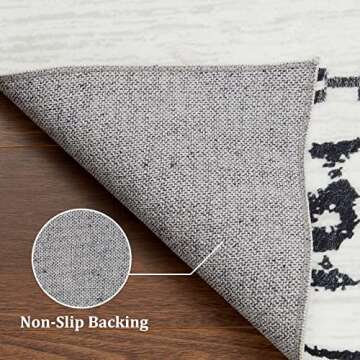 ROYHOME Large Modern Geometric Area Rug Non Slip Stain Resistant Bohemian Carpet Machine Washable Farmhouse Area Rug for Living Room Bedroom Dining Room, 6' x 9' Black/White