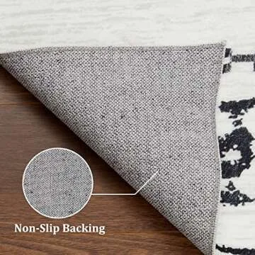 ROYHOME Large Modern Geometric Area Rug Non Slip Stain Resistant Bohemian Carpet Machine Washable Farmhouse Area Rug for Living Room Bedroom Dining Room, 6' x 9' Black/White
