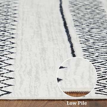 ROYHOME Large Modern Geometric Area Rug Non Slip Stain Resistant Bohemian Carpet Machine Washable Farmhouse Area Rug for Living Room Bedroom Dining Room, 6' x 9' Black/White
