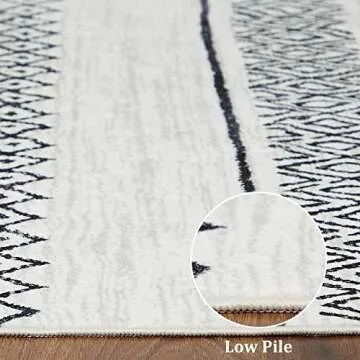 ROYHOME Large Modern Geometric Area Rug Non Slip Stain Resistant Bohemian Carpet Machine Washable Farmhouse Area Rug for Living Room Bedroom Dining Room, 6' x 9' Black/White