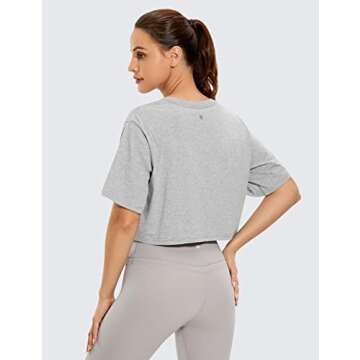 CRZ YOGA Women's Pima Cotton Workout Crop Tops - Stylish & Comfortable Activewear