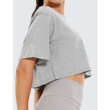 CRZ YOGA Women's Pima Cotton Workout Crop Top - Comfortable Style