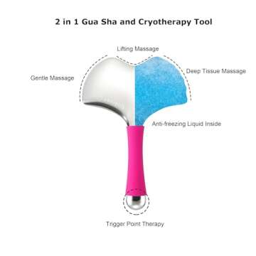 Greenstalk 2-in-1 Stainless Steel Gua Sha & Cryo-Thermal Face Sculpting Tool, Ice Globes & Ice Rolle...