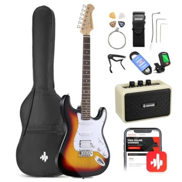 Donner DST-100S Electric Guitar Kit - Full Size, Sunburst Finish, Complete Beginner Set