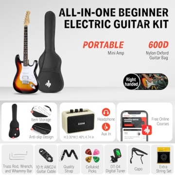 Donner DST-100S Beginner Electric Guitar Kit with Amp
