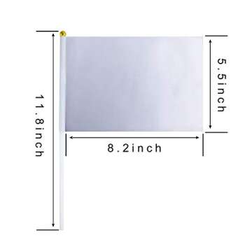 Consummate 25 Pack Solid White Blank Flag Small Mini Plain White DIY Flags On Stick, Party Decoratio...