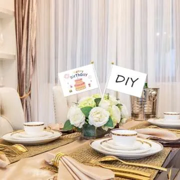 25 Pack Mini White Flags for Crafts & Party Events