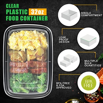 Buy 50 Pack 32 oz Food Storage Containers - Durable & BPA Free