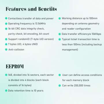 50 PCS BABIQT MIFARE Classic 1K Tags S50 RFID Stickers NFC Tags, Smart Mifafre Classic Tags ISO 14443A 13.56 MHz Mifare 1K Stickers MF1 Self-Adhesive 1 inch Round