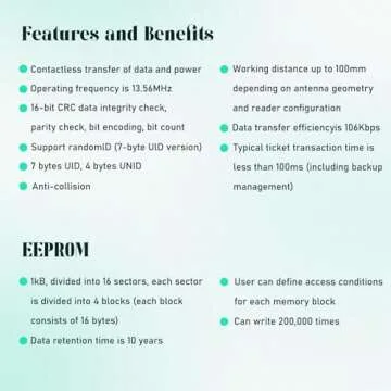 50 PCS BABIQT MIFARE Classic 1K Tags S50 RFID Stickers NFC Tags, Smart Mifafre Classic Tags ISO 14443A 13.56 MHz Mifare 1K Stickers MF1 Self-Adhesive 1 inch Round