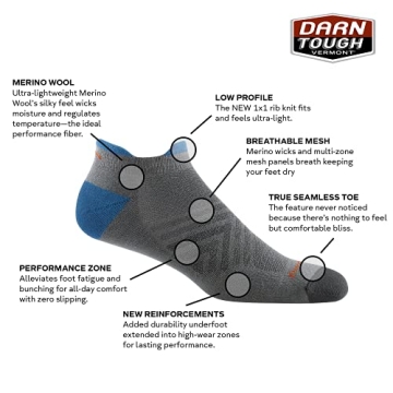 Darn Tough Mens Coolmax No Show Socks 6 Pack Special
