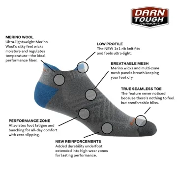 Darn Tough Mens Coolmax No Show Socks 6 Pack Special