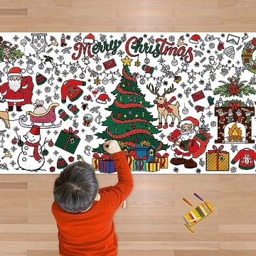 OHOME Xmas Giant Coloring Poster Tablecloth for Festive Fun