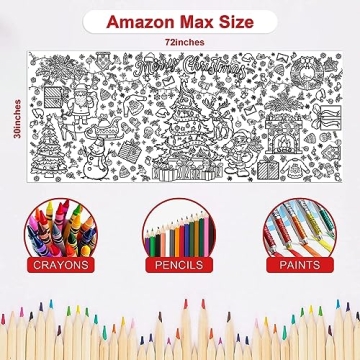OHOME Xmas Giant Coloring Poster Tablecloth for Festive Fun