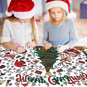 OHOME Xmas Giant Coloring Poster Tablecloth for Festive Fun