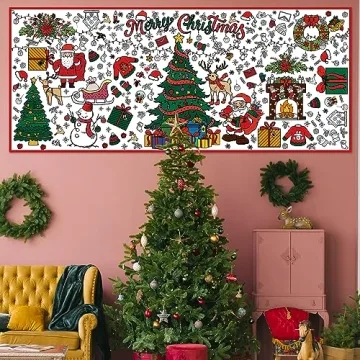 OHOME Xmas Giant Coloring Poster Tablecloth for Festive Fun
