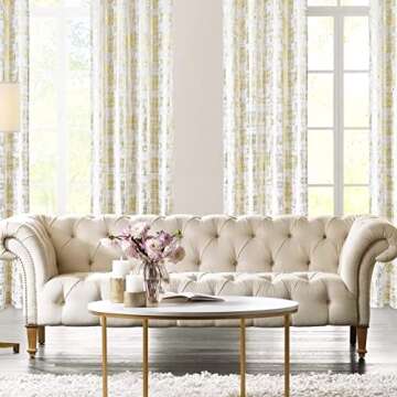 SHINELAND White and Gold Curtains for Living Room 84 Inch Length 2 Panels Set Modern Metallic Textured Room Darkening Luxury Velvet Curtains for Bedroom 84 Inches Long