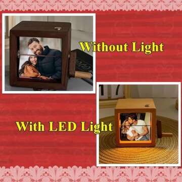 ROSLILY Custom Hand Crank Photo Album - Personalized Mini Wooden Flip Book Frame