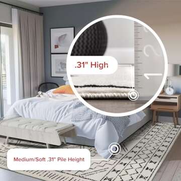 nuLOOM 5' x 8' Indoor Performance Area Rug, Stain-Resistnat, Pet and Kid Friendly, Durable, High-Traffic, Noa ivory and black