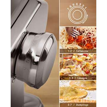 Homever Pasta Maker Machine Stainless Steel Manual, 150 Roller, 7 Adjustable Thickness Settings, Includes Cutter, Removable Handle, Perfect for Spaghetti, Lasagne, Fettuccine and Tagliolini, Silver
