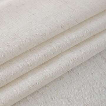 VOILYBIRD Natural Linen Semi Sheer Curtains Tab Top Light Filtering Elegant Curtains & Drapes for Living Room 52 x 84 Inch Length, Set of 2 Panels