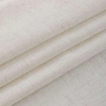 VOILYBIRD Natural Linen Semi Sheer Curtains Tab Top Light Filtering Elegant Curtains & Drapes for Living Room 52 x 84 Inch Length, Set of 2 Panels