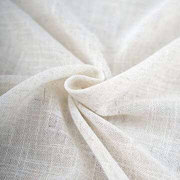 VOILYBIRD Natural Linen Semi Sheer Curtains Tab Top Light Filtering Elegant Curtains & Drapes for Living Room 52 x 84 Inch Length, Set of 2 Panels