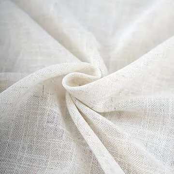 VOILYBIRD Natural Linen Semi Sheer Curtains Tab Top Light Filtering Elegant Curtains & Drapes for Living Room 52 x 84 Inch Length, Set of 2 Panels