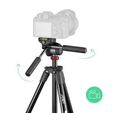 JOBY Compact Advanced, Camera Tripod with 3-Way Head, Universal ¼-20” Quick Release Attachment an...