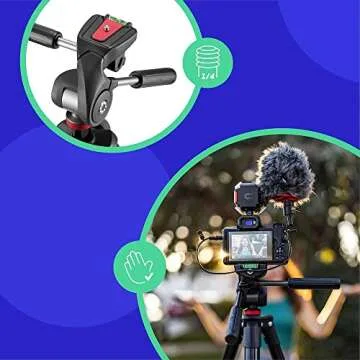 JOBY Compact Advanced, Camera Tripod with 3-Way Head, Universal ¼-20” Quick Release Attachment and Carrying Bag, for CSC, DSLR, Mirrorless Camera, Smartphone, Colour: Black