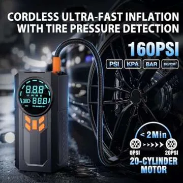 Portable Jump Starter with Air Compressor & LED Light