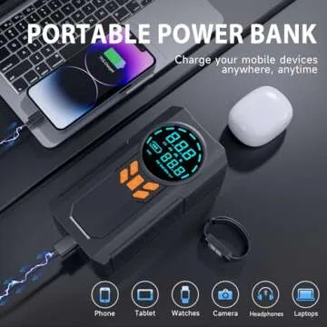 Portable Jump Starter with Air Compressor & LED Light