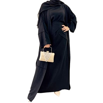 Women's Muslim Abaya Dress Three Pieces Set for Modest Elegance
