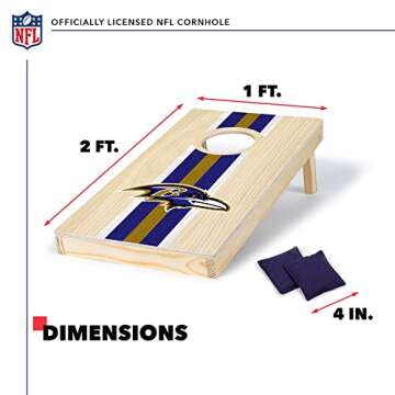 Wild Sports NFL Football Baltimore Ravens 1' x 2' Travel Size Solid Wood Cornhole Set with Direct Print HD Team Graphics – Great Gift for Any Sports Fan! Bean Bag Toss Family Games for Outdoor Play